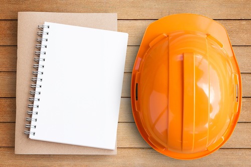Hardhat with notebook